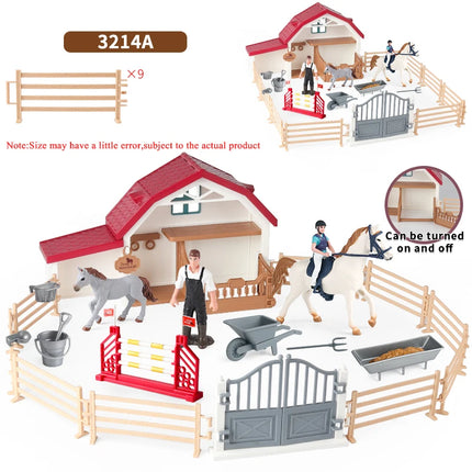 Farm Stable House Horseman Farmer Poultry Horse Animals Figurine Cute Kids Toy Gift
