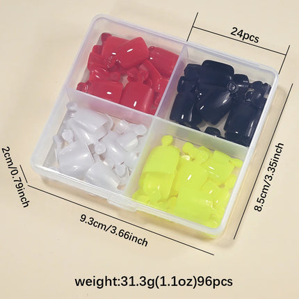 96Pcs-box Short Press On Toe Nails Red High Saturation Fake Toe Nails French