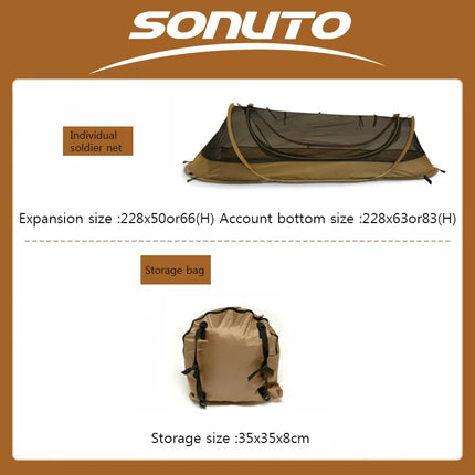 Camping Tent For Single Person Lightweight Nylon Tent Tactical Shelter With Mosquito Net Anti-Mosquito Waterproof Field
