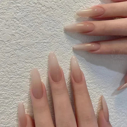 24Pcs French False Nails Almond Fake Nails