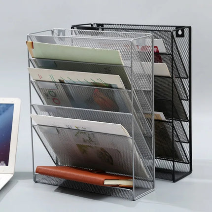 Versatile A4 Wall-Mounted File Box & Magazine Rack - Stylish Bookshelf for Home & Office Storage