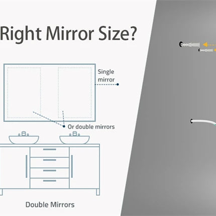 LED Bathroom Mirror 3 Size Dimmable Wall Mounted Mirror Rectangle Makeup Mirror Demist, Vertical/ Horizontal Backlit, IP65 Rated