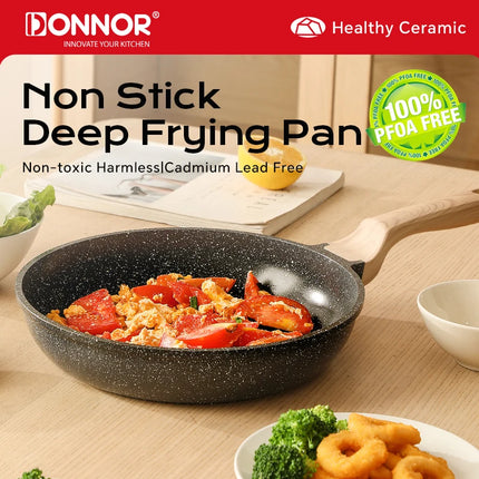 DONNOR Pro Nonstick Frying Pan Induction Compatible Skillets with Lid Heavy