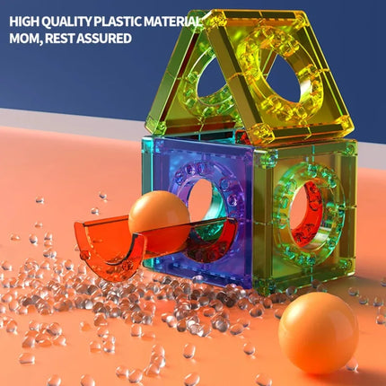 Kids, 3D Clear Educational Building Toys, Magnetic Marble Run Blocks Toys for Kids