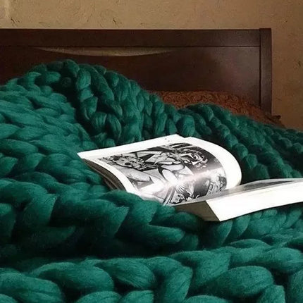 Handmade Chunky Knit Blanket Large Thick Wool Bulky Knitting Throw for Bedroom