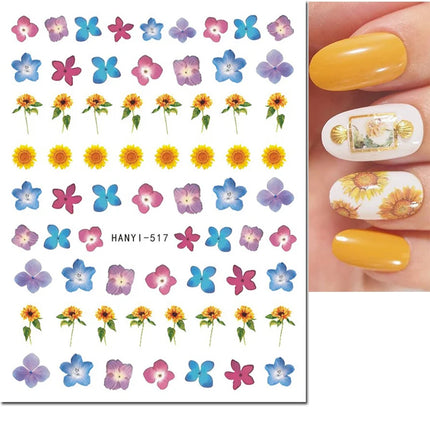 3d Nail Art Decals Elegant White RoyalBlue Roses Flowers