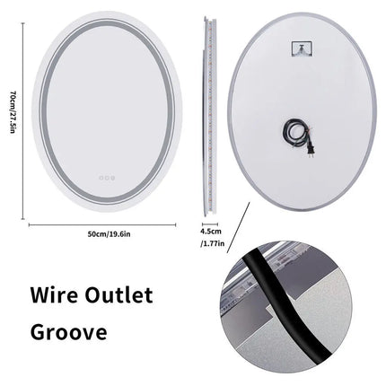 LUVODI Bathroom Mirror LED Light Oval Frameless Shower Shaving Makeup Mirror for Restroom Washroom Dimming Defog