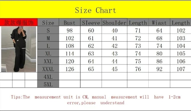 Women's Pants Suit Loose Solid Color Autumn Winter Commuting Long-sleeved Lapel Top Wide-leg Trousers