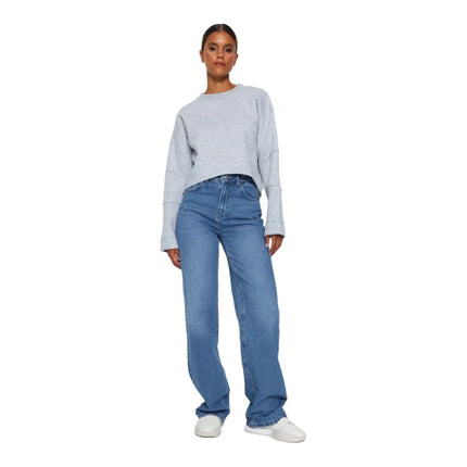 Trendyol TYZA Women's Jeans Casual Beltless Wide Leg Denim Plain Jeans Wide Leg Casual Pants Denim Pants