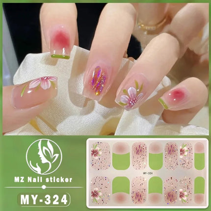 Panda Style Baking Free Gel 5D Nail Sticker Full Nail Self Adhesive Sticker