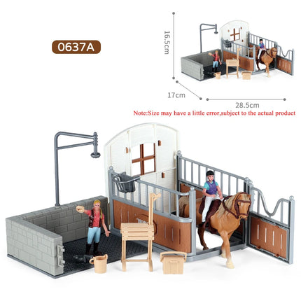 Farm Stable House Model Action Figures Emulational Horseman Horse Animals e Cute Educational Kids Toy Gift