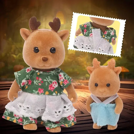 Forest Family Reindeer Rabbit Panda Animal Simulation Dollhouse Furniture Toy Set