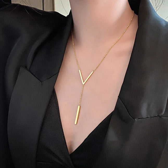 Long Sexy Clavicle Gold Colour Chain Necklace Choker for Women 2024 Fashion Jewelry Party Gifts
