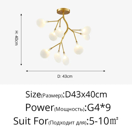 Modern Firefly LED Chandelier Black Gold For Living Room Bedroom Hall Home Decor Indoor Lighting Minimalist Ceiling Pendant Lamp