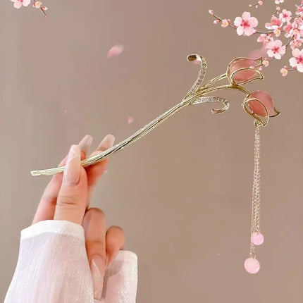 1pc Romantic Chinese Style Hair Accessory Alloy Jewelry Women's Hair Needle Suitable for Daily Wear Gifts Girls Fashion Hairpin