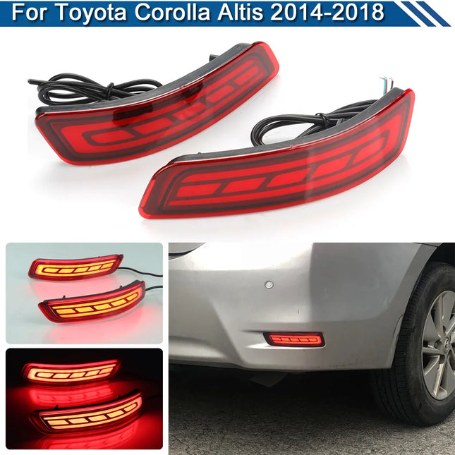 2Pcs LED Rear Bumper Reflector Lamp Driving Warning Light Brake Stop Light Turn Signal Light For Toyota Corolla Altis 2014-2018