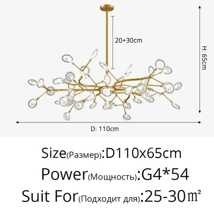 Modern Firefly LED Chandelier Black Gold For Living Room Bedroom Hall Home Decor Indoor Lighting Minimalist Ceiling Pendant Lamp