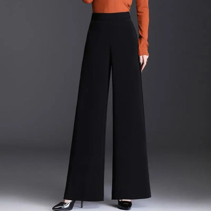 Office Lady All Season New All-match Woman Wide Leg Pants Oversize 6XL High Waist Elastic Solid Korean Fashion Straight Trousers