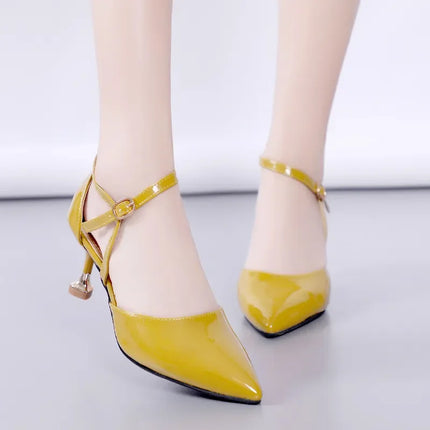 Women Light Weight Yellow Open Toe Comfort Spring Summer High Heel Shoes Lady Elegant Black Sandals for Home & Beach E1105