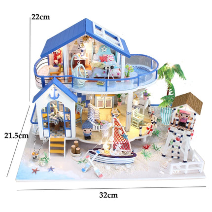 Wooden Mini Doll House 3D Puzzle Small House Kit Assembly Model Building Model Toy