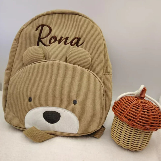 Backpack Cartoon Bear Corduroy Large Capacity Backpack