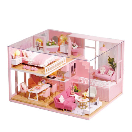 Doll House Kit 3D Wooden Mini DollHouse Assembly Building with Furniture Kit Toys Children's