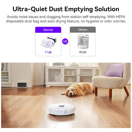 Narwal Freo X Plus 7800Pa Robot Vacuum Cleaner 3.5H Runtime Tri-Laser Structured Light Zero-Tangling Floating Brush 1L Dust Bin