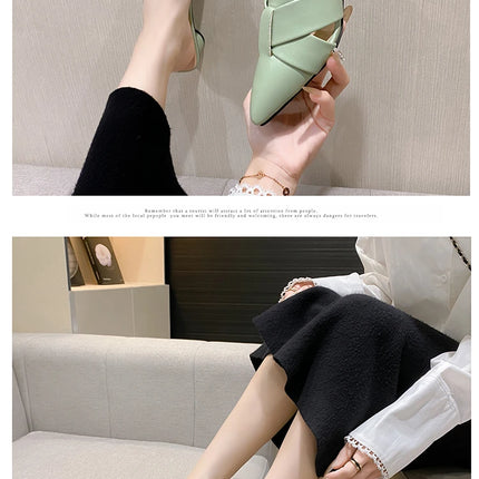Summer Riband Decoration Slippers Women Fashion High Quality Round Heel Shoes Casual Sweet High Heels Plus Size 42 Women Sandals