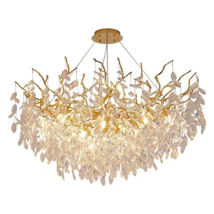 Nordic Luxury Living Room Branch Led Pendant Lights Lustre Crystal Art Hanging Lamp Modern Suspend Lamp Gold Chandelier Fixtures