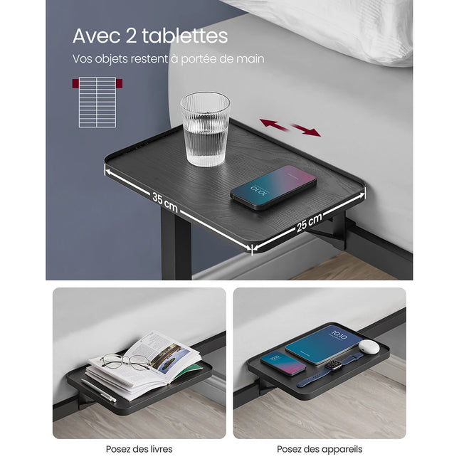 Double Bed Frame, Metal Bed Frame, with Bedside Shelves, Guest Bed Frame, for 140 x 200 cm Mattresses, Easy Assembly