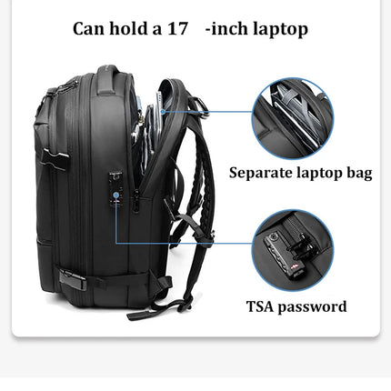 Travel Men 17 inch Laptop Backpack vacuum compression