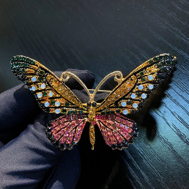 UILZ Colorful Butterfly Designer Zircon Brooch Women Shiny Crystal Lapel Pin Luxurious Clothing Jewelry Accessories
