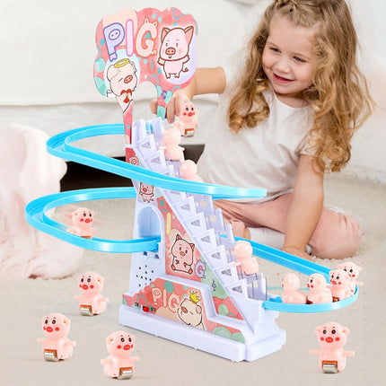 Racing Car Train Toy Duck/Pig/Dinosaur/Penguin Climb Stairs Toy Early Educational Toys