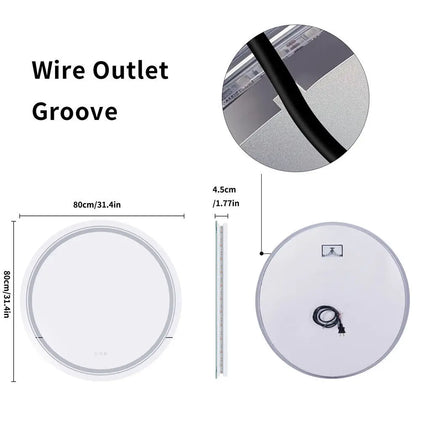 LUVODI Smart Illuminate LED Mirror for Bathroom Round Waterproof Washroom Toliet Wash Basin Bath Shower Fogless Mirror