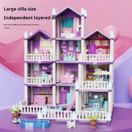 3D DIY Fantasy Princess Castle Villa Assembly Doll House Set - Girls' Dream Toy