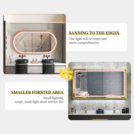 Large LED Oval Bathroom Mirror with Stepless Dimmable Lighted Vanity Mirror for Wall Mounted Vanity with Frame Anti-Fog Memory