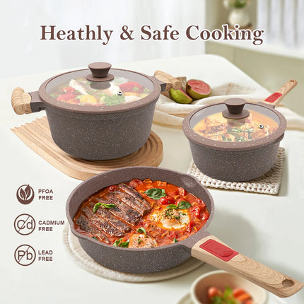 13 Piece Cast Aluminum Cookware Set Ceramic Coating Pan and Pot Set