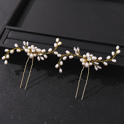 Fashion Crystal Pearl Rhinestone Hairpins Stick Hair Clip For Women Bridal Hair Accessories Party Wedding Hair Clips Jewelry