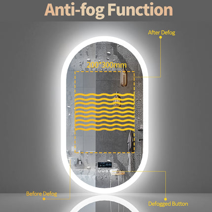 LUVODI Led Lighted Bluetooth Bathroom Mirror Backlit Illuminate Dimming Vanity Mirror with Time Date Display Anti-fog