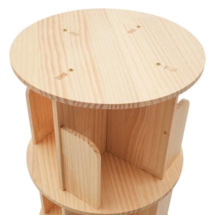 360 Rotating Wooden Bookshelf Livingroom Storage Rack Floor Standing Bookcase for Kids&Adults