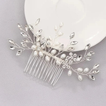 Bridal Hair Comb Wedding Headpiece Golden And Silvery Hair Comb Faux Pearl Hair Comb Rhinestone Crystal Hair Comb Wedding Hair A