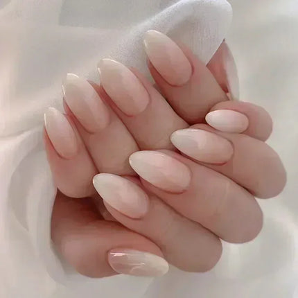 24Pcs French False Nails Almond Fake Nails