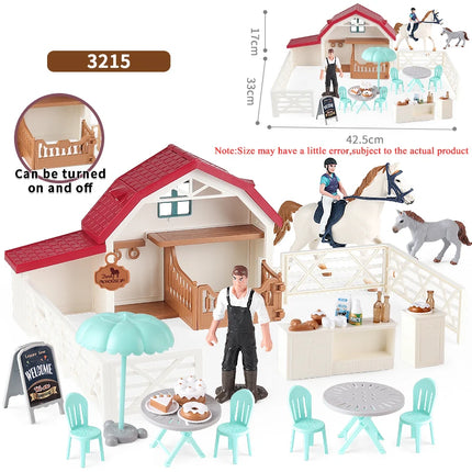 Farm Stable House Horseman Farmer Poultry Horse Animals Figurine Cute Kids Toy Gift