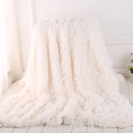 Double-sided Velvet Blanket Soft Fluffy Throw Blanket For Sofa Bed Long Plush