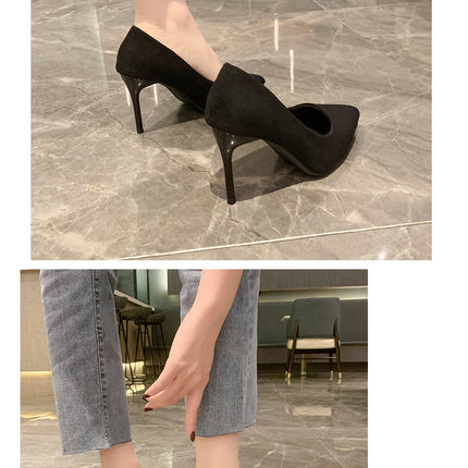 Women New Mid Heeled Sandals Black 6-8-10cm Pointed Thin Heeled Baotou Banquet High Heeled Shoes Womens Shoes Tacones Mujer