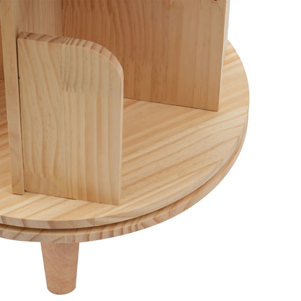 360 Degree Rotating Bookshelf Wood Display Stand Storage Sheves Rack Bookcase 4 Tiers Books Organizer Floorstanding