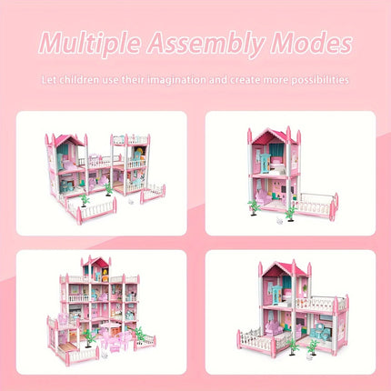 Children's Dream Princess Castle Villa Assembly Doll House Set Toy Girl Family Toy