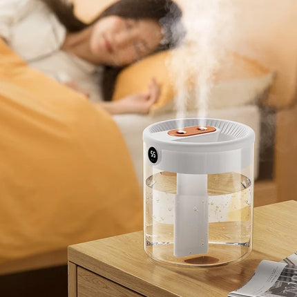 New 2L Double Spray Humidifier Atomizer Usb Large Capacity Home Mute Bedroom Office Night Light Digital Display Humidifier