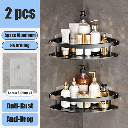 Bathroom Storage Rack No Drill Shelves Wall Mounted Corner Shelf Shower Holder For WC Shampoo