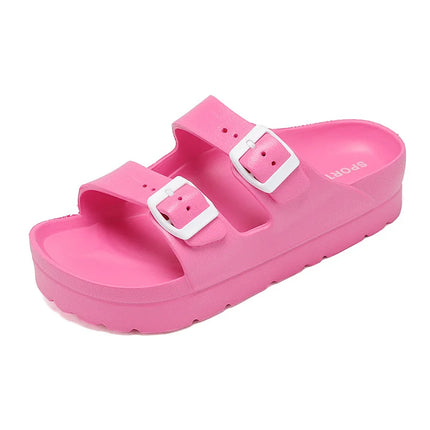 Evshine 2024 Summer Flat Sandals Fashion Women Platform Sandals Outdoor Soft Beach Slippers Non-slip Lightweight Cloud Slippers